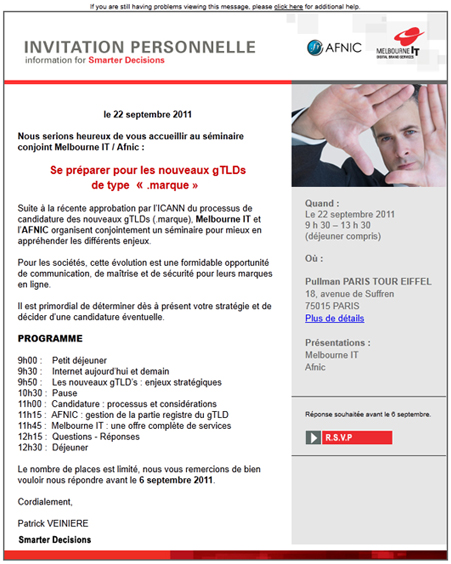 Programme du seminaire MELBOURNE IT et AFNIC 