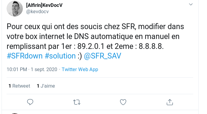 Image tweet SFR DNS