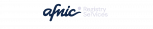 Logo de l'Afnic registry services de couleur bleu marine et violet.